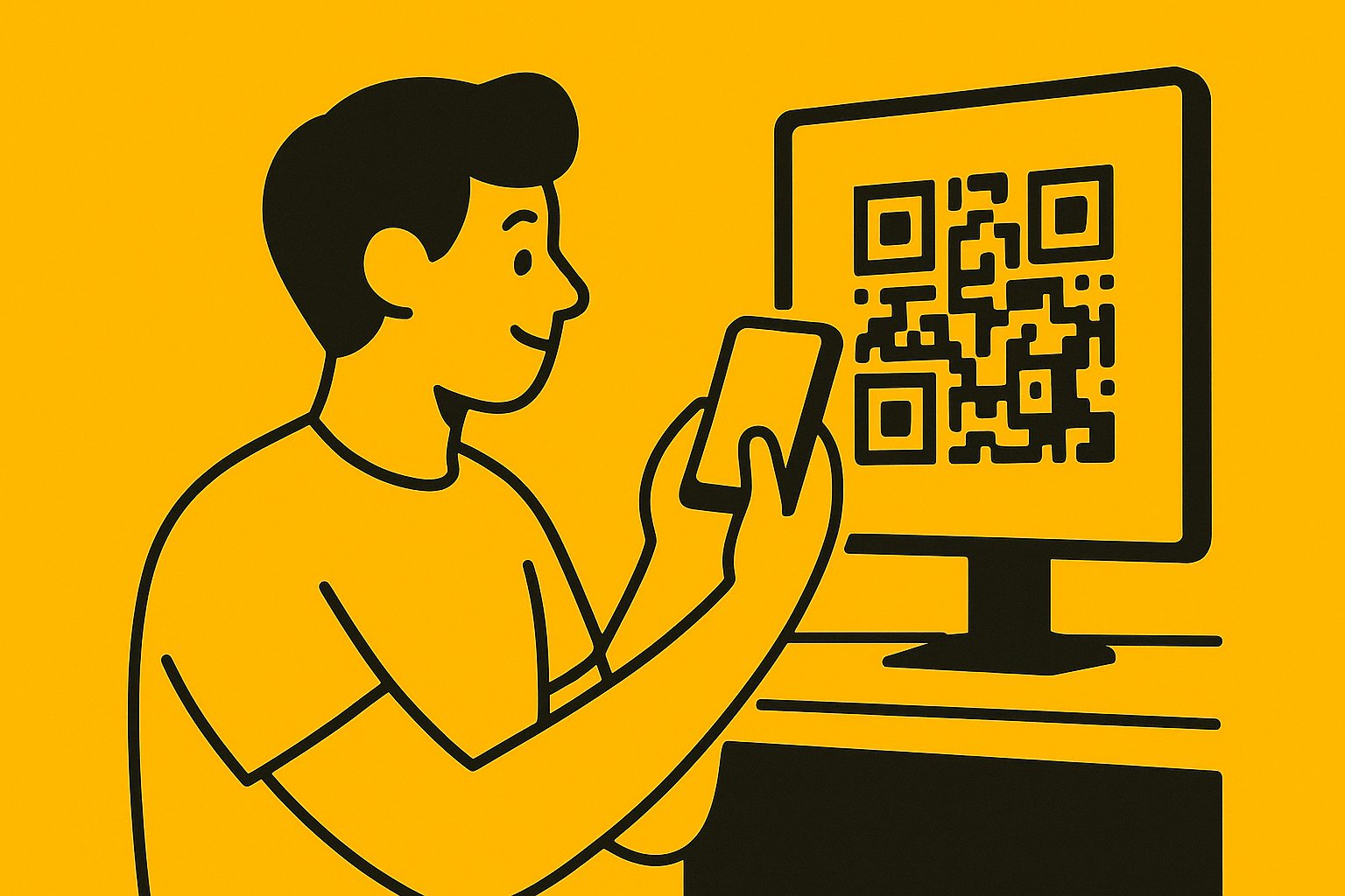 Cliente apontando celular para QR Code